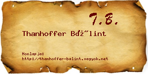 Thanhoffer Bálint névjegykártya